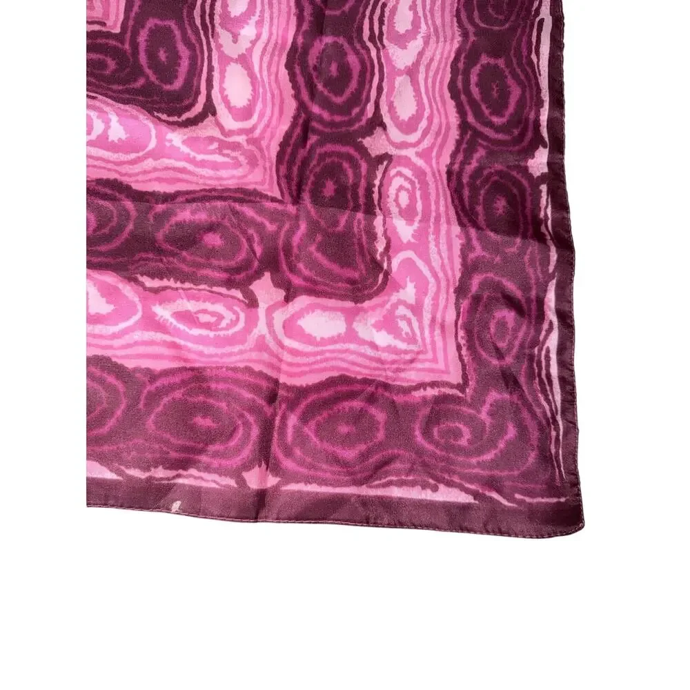 Vintage Pink Burgundy Op Art Geometric Square Scarf Mod wood grain Marbled Print